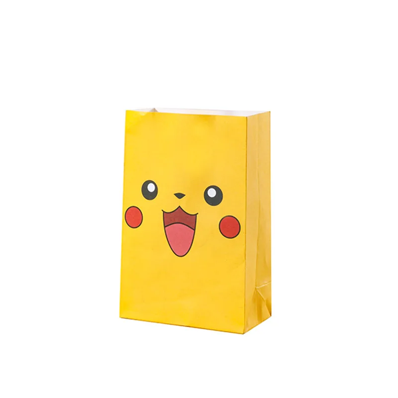 10Pcs/Set Pokemon Anime Cartoon Kawaii Pikachu Candy Flat Pocket Cake Bakery Wrapping Paper Bag Birthday Party Decor Supplies