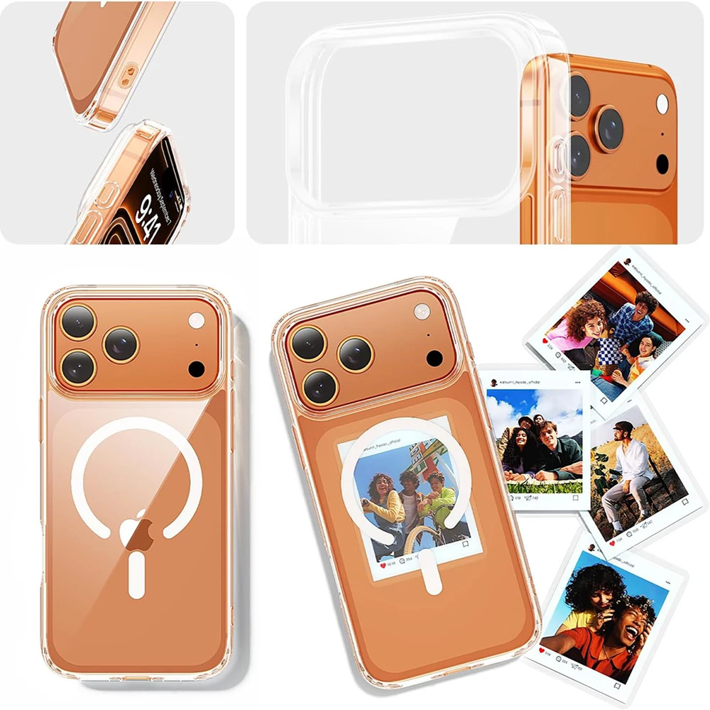 Magnetic Magsafe Phone Case with Screen and Lens Protectors, Wireless Charging Compatible