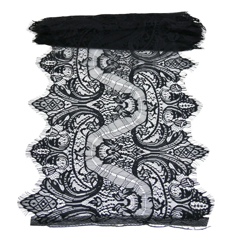 (3 meters/roll) 300ｍm White Eyelash Lace Fabric Voile Trim Embroidered Wedding Manual Dress Fabric Diy Ribbon Exquisite Pattern