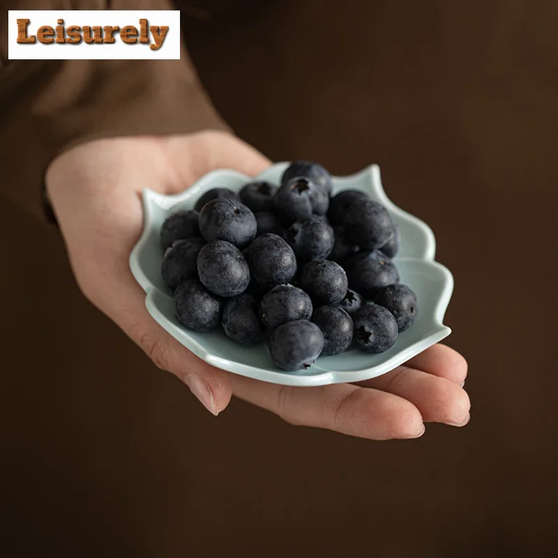 Lotus Cloud Fruit Dishes Antique Pastry Plate Refreshment Fruit Plate Candy Bar Trinket Dish Household Serving Tray Decoration