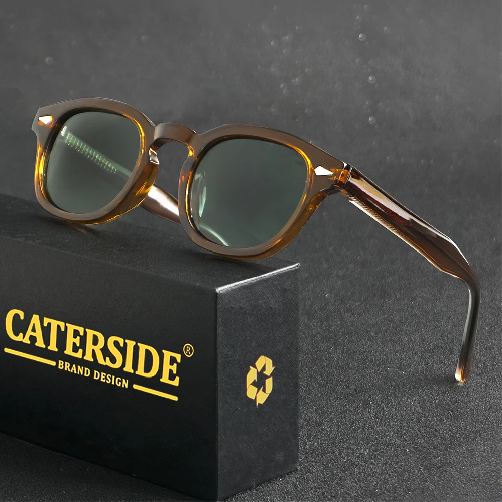 CATERSIDE Retro Männer Sonnenbrille Runde Punk Propionsäure Pin Tempel Luxus Sonnenbrille Frauen Sport Freizeit Party Brillen UV400