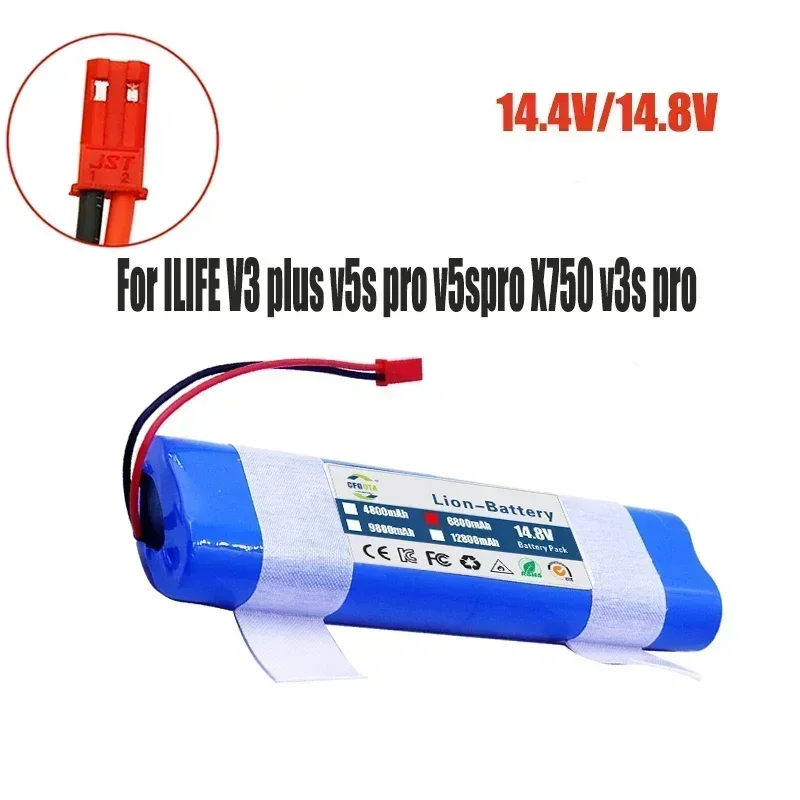 14.8 V 12800mAh Lithium Battery For ILIFE V5 V5s V50 V3 DF45 DF43 plus v3s pro Robot Vacuum Cleaner ILIFE v5s pro battery