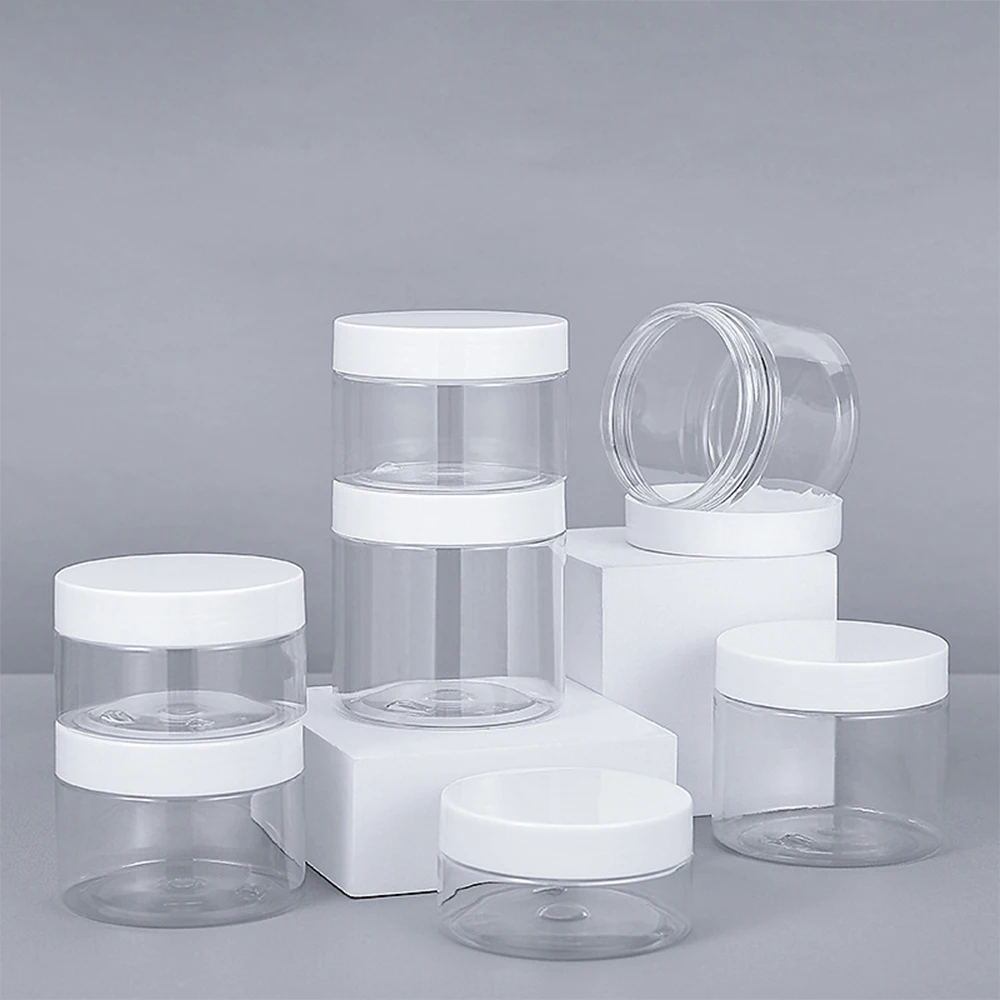 20pcs 250ml 200ml 150ml 100ml 50ml 페이스 크림 항아리 빈 플라스틱 화장품 메이크업 병 투명 저장 용기 여행