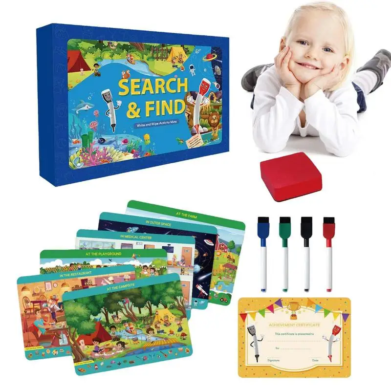 

Search And Find Board Game Travel Games For Kids Preschool Learning Activities Reusable Activity Mats With Markers Preschool