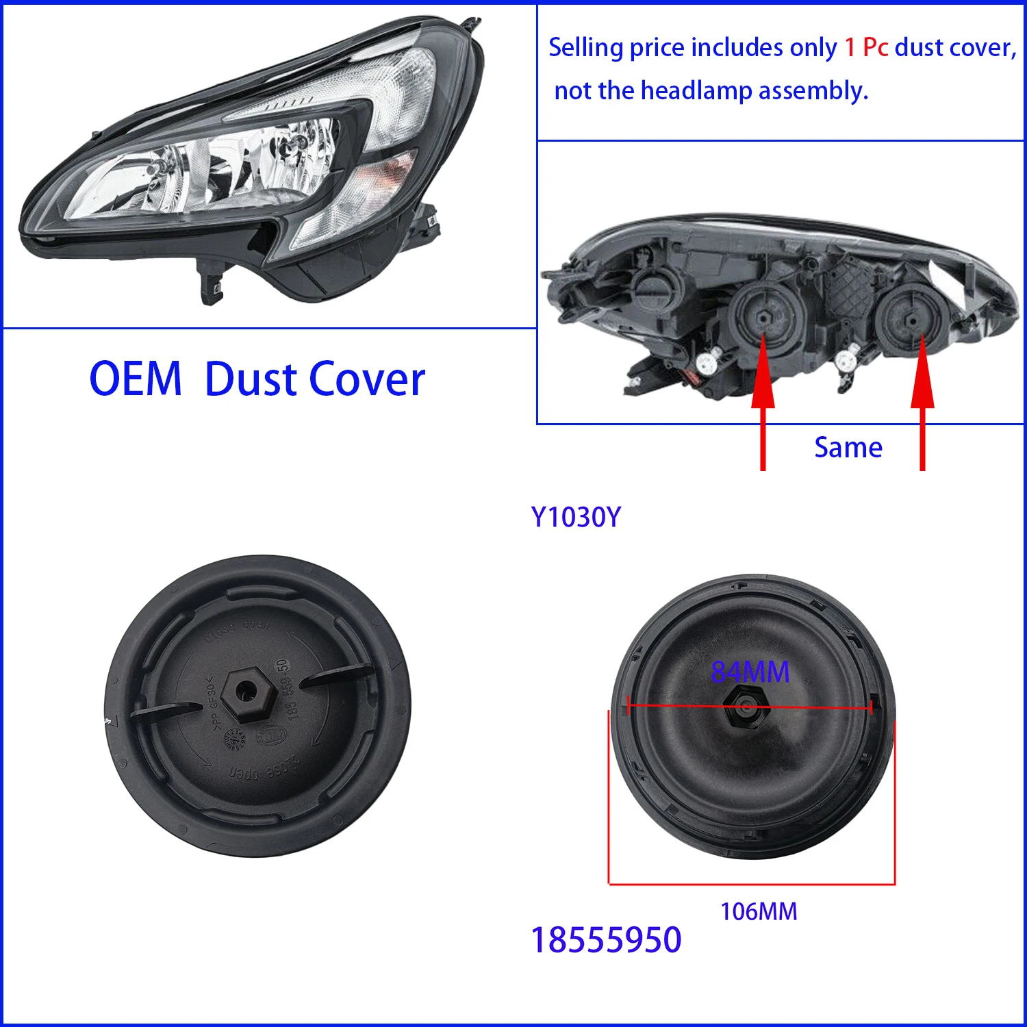 LED 전구 확장 플러그 먼지 커버, Opel Vauxhall Corsa D E F 헤드램프 높이 캡, 18555900 19291300 3AA941607 89502908