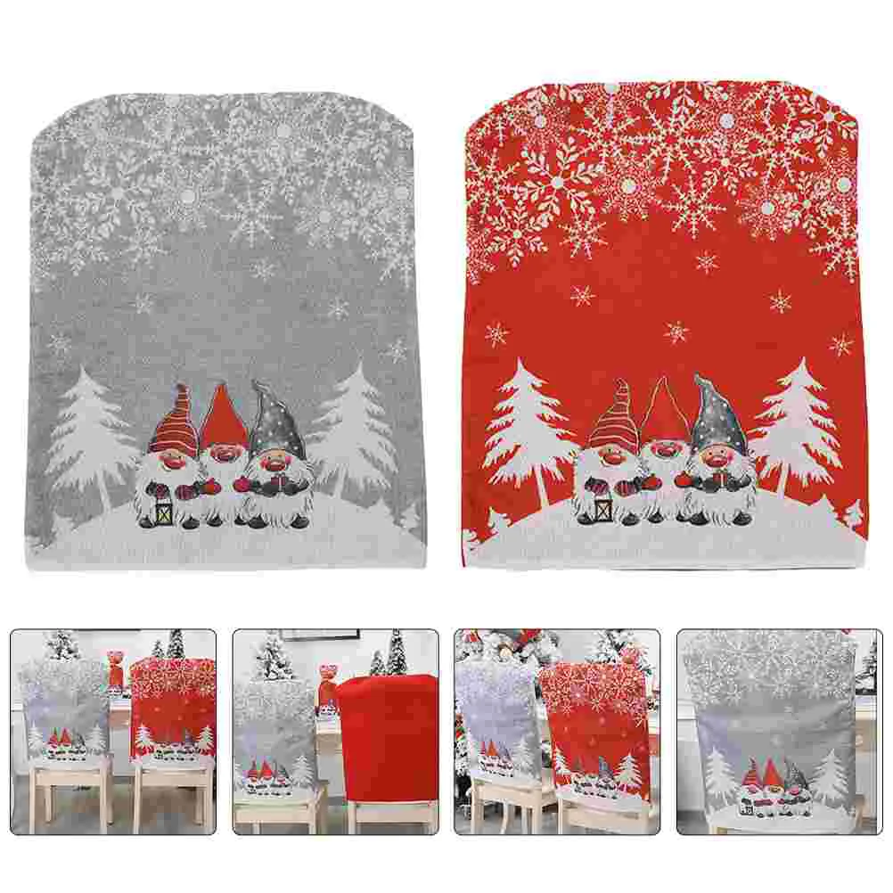 

2pcs Christmas Gnome Chairs Cover Swedish Tomte Chair Slipcovers For Home Kitchen Dining Room Holiday Party Decoration