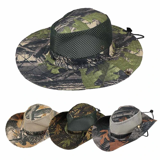 Outdoor Fishing Hat Wide Brim Man Breathable Mesh Fishing Cap Beach Hats  Summer Camouflage Sun UV Protection Shade Hat - AliExpress