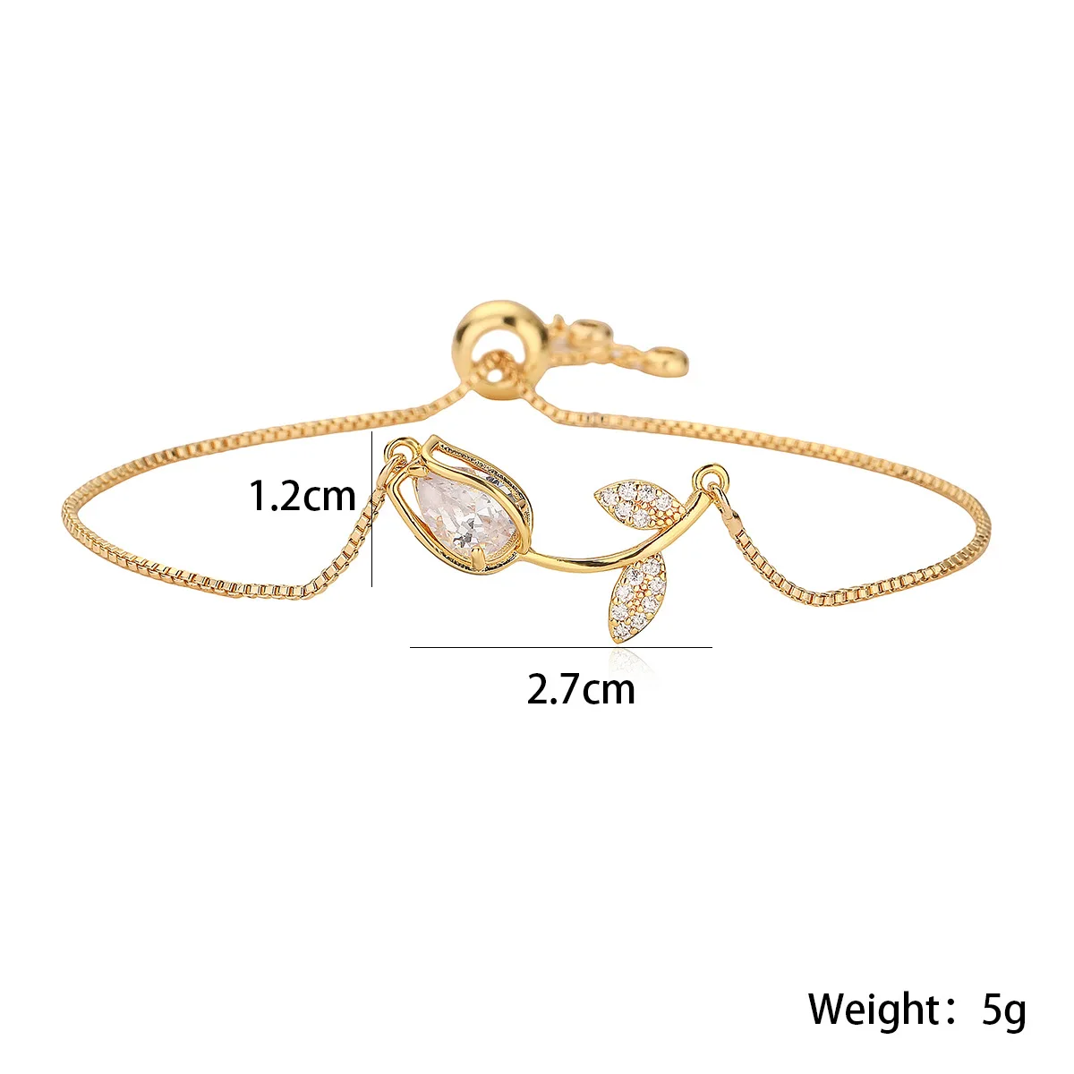 18K Gold Plated Crystal Flower Shape Bracelet for Women Girls Waterproof Classics Roseflower Box Chain Zircon Bangle Bracelets