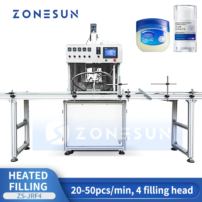 ZONESUN 4 Head Hot Filling Machine Vaseline Filling Machine Heating Mixing Filler ZS-JRF4