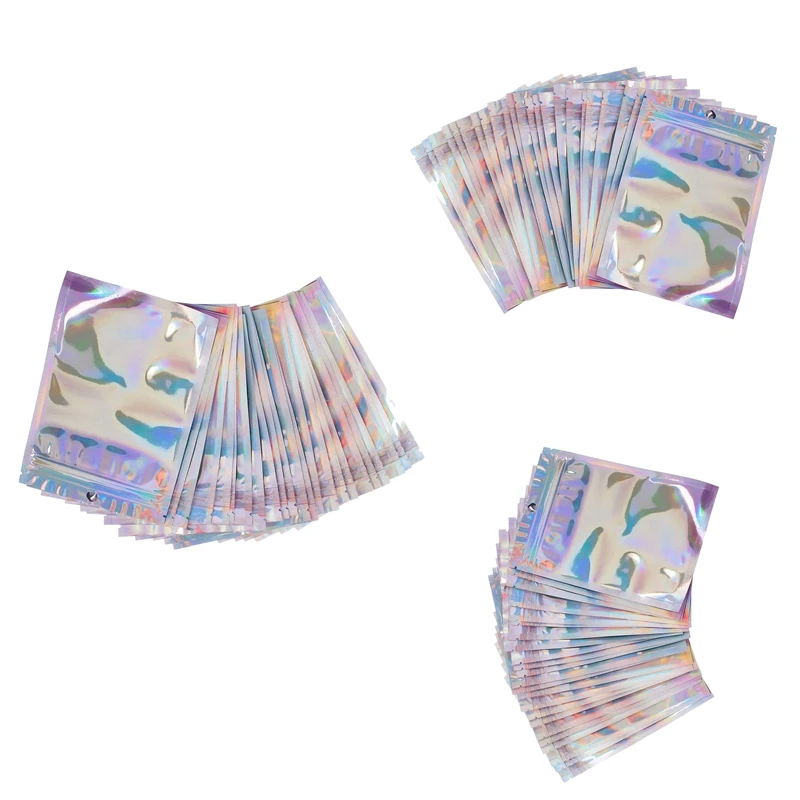 알루미늄 호 일 가방 100Pcs Resealable 냄새 증거 가방 호 일 파우치 가방 지퍼 클로저 가방 파티 부탁 음식 저장소
