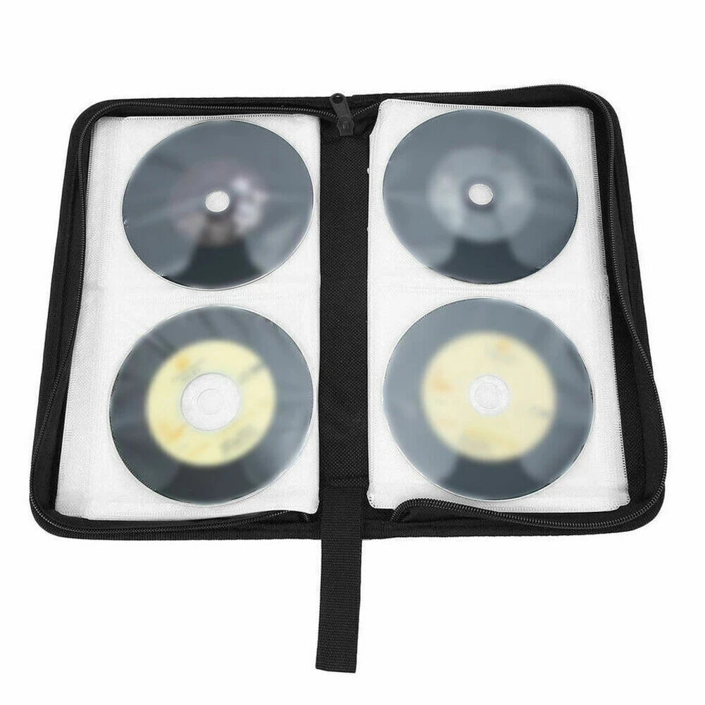 CD DVD Storage Case Carry Handbag 80pcs Capacity Double-side Dustproof Zipper Album Holder
