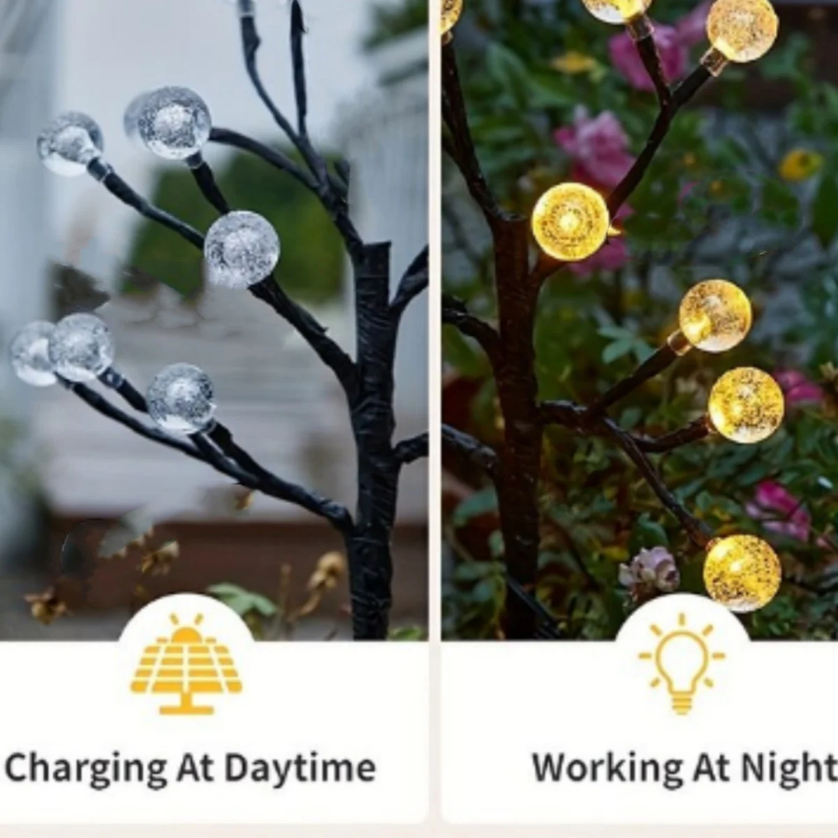 Crystal Solar Ball Tree Branch Design Solar Light Fairy Atmosphere Waterproof Ground Pathway Lights Christmas Decoration