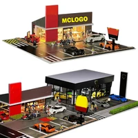G FANS 1:64 Car Garage Diorama Model With LED Lights 1/64 Car Garage scene model with lights 1