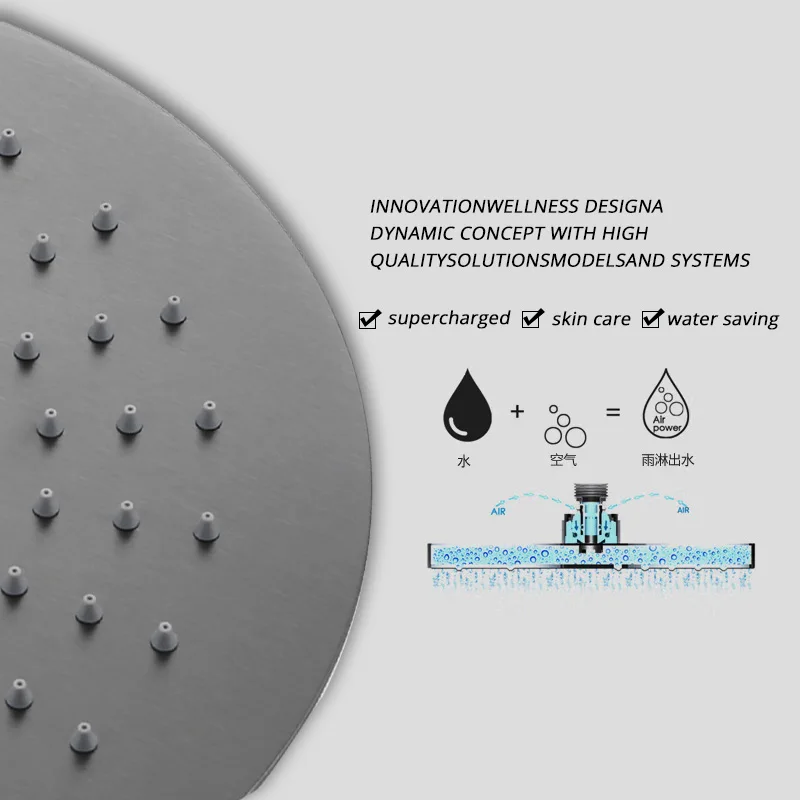 Gunmetal Shower Faucet Set Bathtub Mixer Tap Wall Mount Rainfall Head Kit Solid Brass With Bath Spout 150/210/260MM Handshower For Shower Head,Shower Set