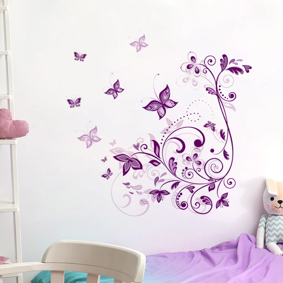 Adesivi Parete Cameretta Bambina Adesivi Murali Farfalla Viola Per La  Camera Da Letto Decorazione Del Soggiorno Decalcomanie Murali Della Camera  Delle Ragazze Carta Da Parati Della Stanza Della Figlia Murales In PVC, image size:930x930