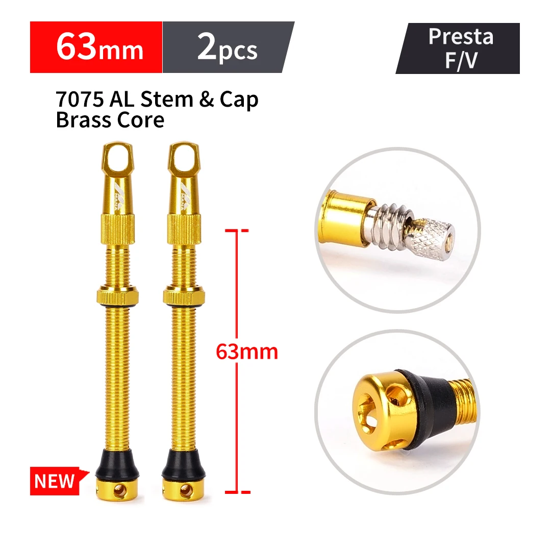 High-Performance Aluminum Alloy Presta Valve Pair for Tubeless Bikes