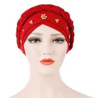 Lady Women Cancer Hat Chemo Cap Muslim Braid Head Scarf Turban Head Wrap Cover Ramadan Hair Loss Islamic Headwear Arab Fashion 2