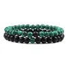 Ensemble de bracelets pour couple, charme en pierre naturelle œil de tigre et lave noire, bracelet extensible tendance, bracelet perlé de yoga, bijoux d'amitié, cadeau
