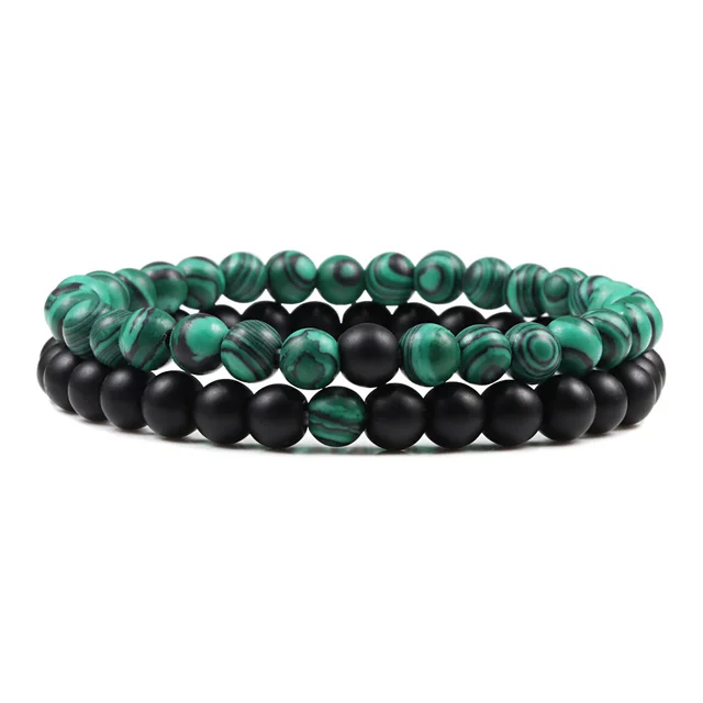 Ensemble de bracelets pour couple, charme en pierre naturelle œil de tigre et lave noire, bracelet extensible tendance, bracelet perlé de yoga, bijoux d'amitié, cadeau
