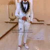Exquisite Beads Men Suits Glitter Shawl Lapel Wedding Groom Tuxedos 3 Pieces Male Prom Party Blazer Customized Costume Homme 1