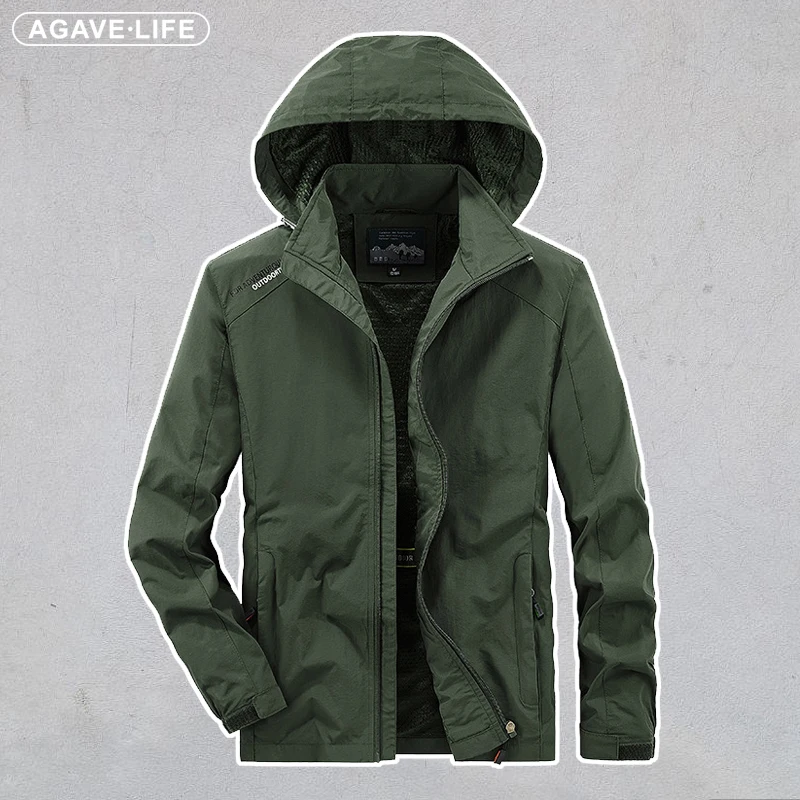 

Oversize Outdoor Jacket Men's Spring Autumn Fashion Solid Color Jacket Men Casual Military Waterproof Removable Cap Tooling Coat
