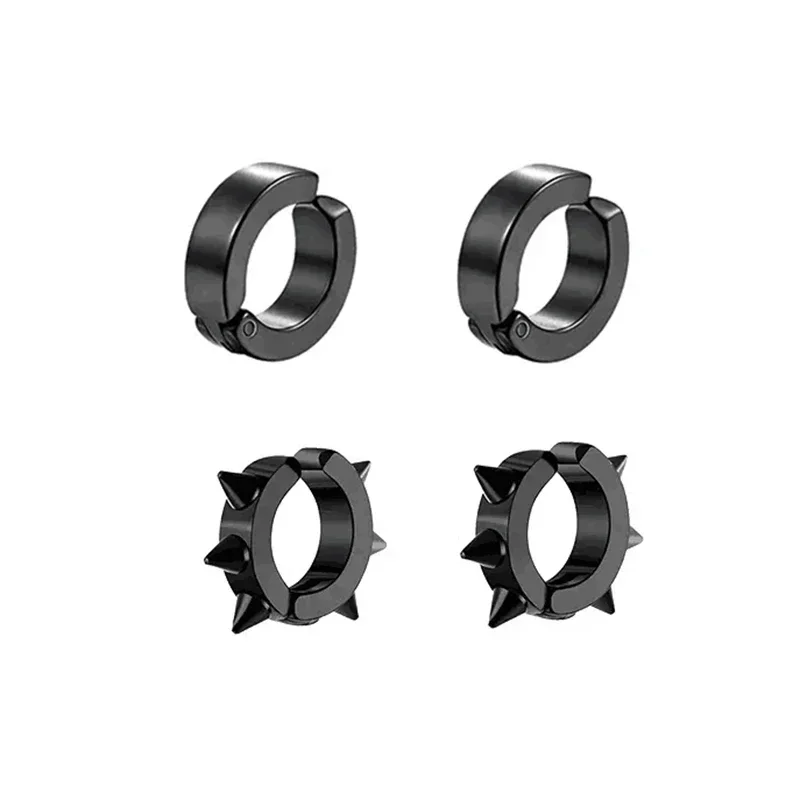 No Piercing Earrings Titanium Steel Clip-on Fake Earring Round Ear Clip For Women Men Punk Party Fashion Sexy Jewelry 1 pairs