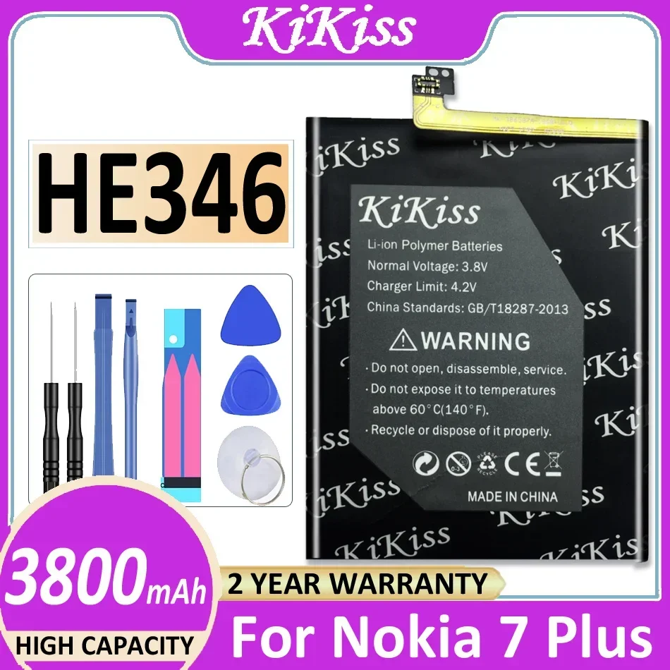 

Аккумулятор KiKiss для Nokia 7 Plus / Nokia7 Plus, аккумуляторная батарея HE346, 3800 мАч