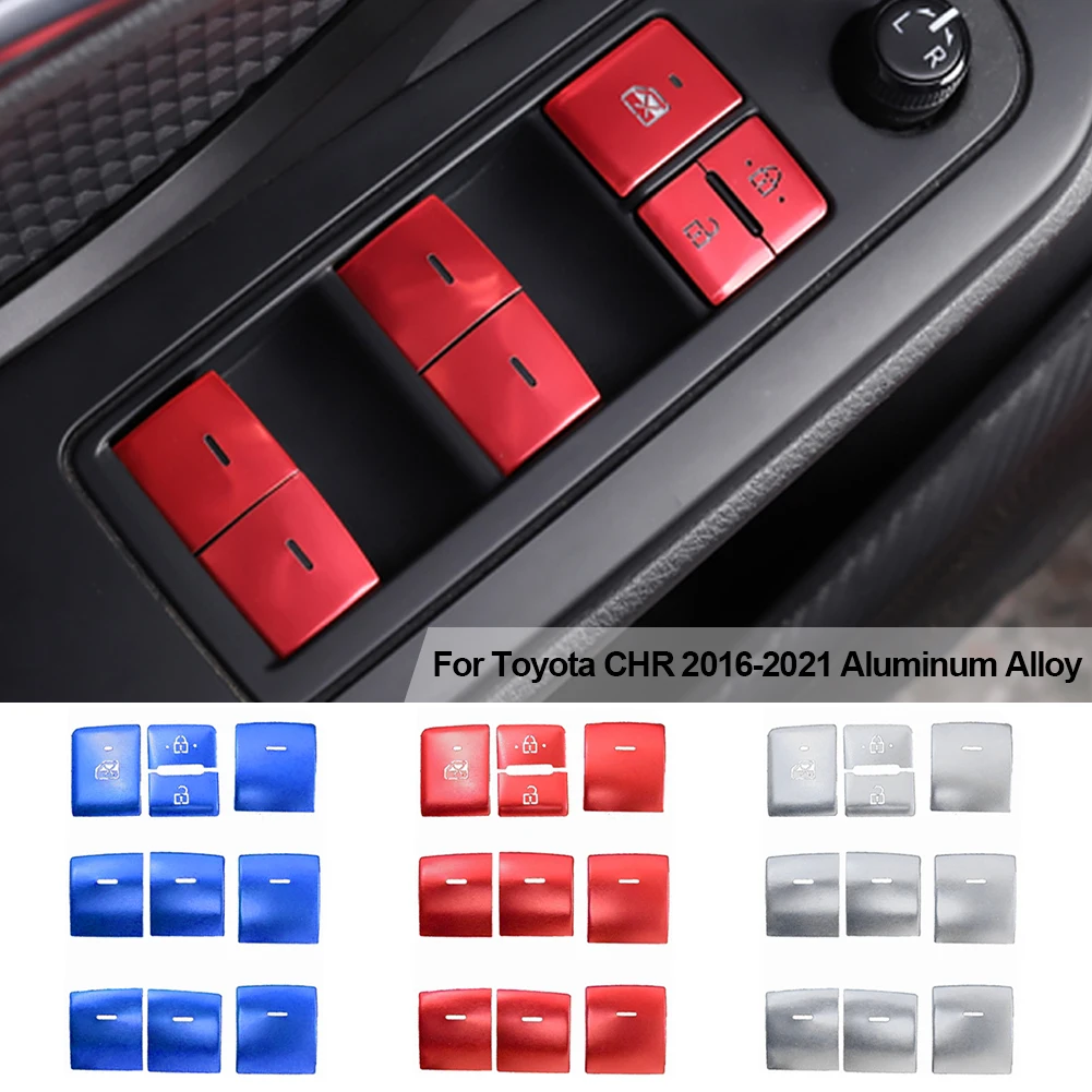 10Pc Auto Window Glasses Lift Engine Start Stop Gear Shift Panel Ac Button Cover Switch Frame Trim Per Toyota C-Hr Chr 2016-2021