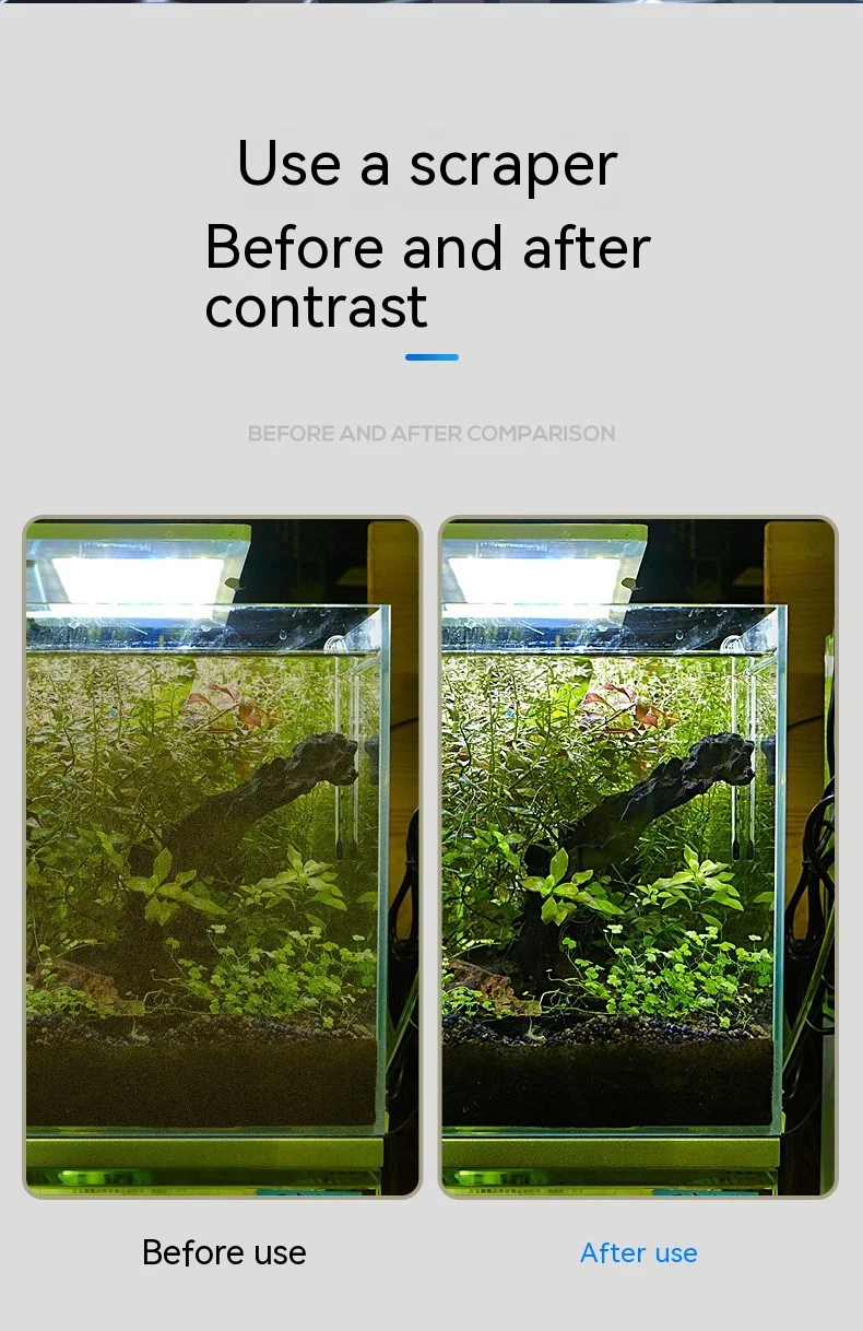 Aquarium Fish Tank Cleaning Tool Flat Sand Algae Removal Dual-use Glass Algae Removal Scraper Household Cleaning with 5 Blades