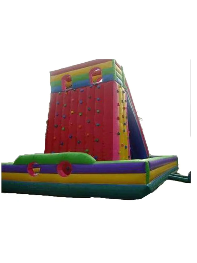 Popular Design Rainbow Inflatable Climbing Wall For Kids And Can Be Used Repeatedly Hot Sale Product Includes Free Blower