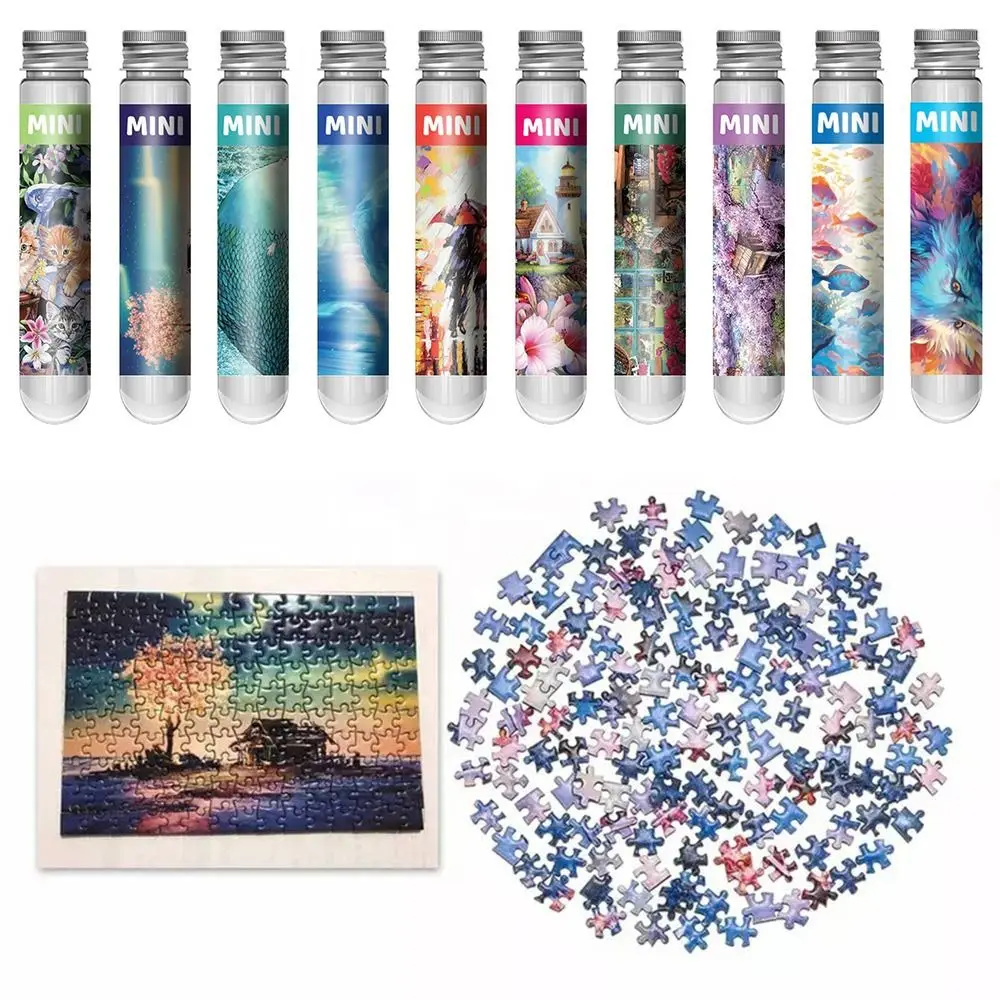 Cartoon Oil Painting Jigsaw Puzzles Mini Test Tube Puzzle Game