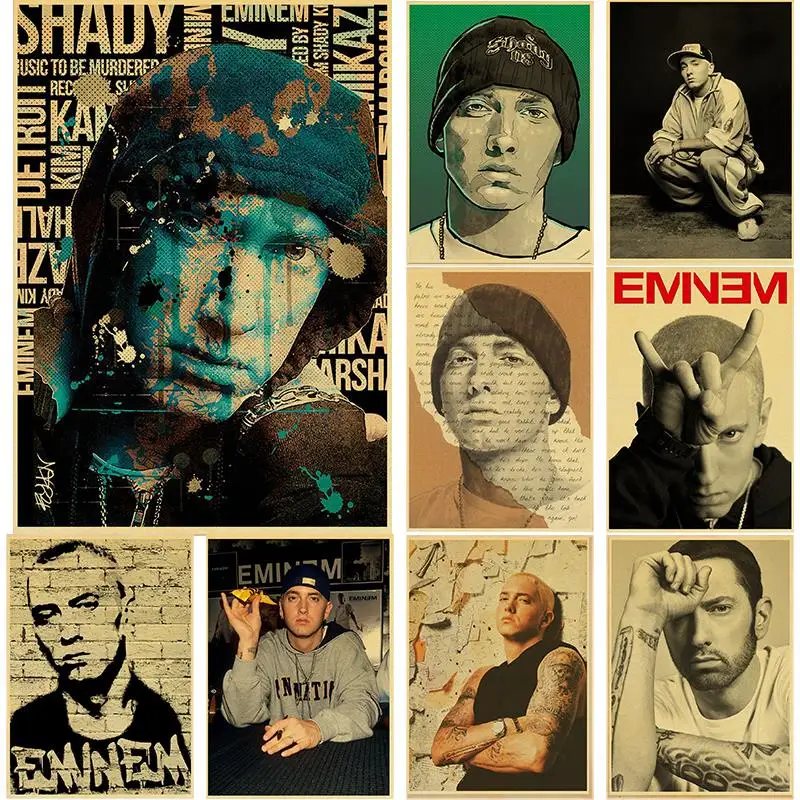 

Eminem Posters 8 Mile Poster Hip Hop Rapper Singer Eminem Poster Kraft Paper Decorative Wall Sticker wall art decor