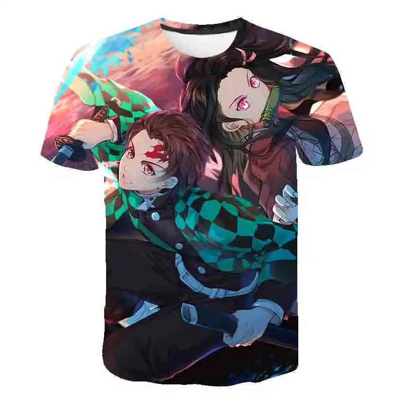 

Kids Summer Demon Slayer Tee-Shirts Cartoon Casual 3D Printing Tees Tops Round Collar T-Shirts Children Short Sleeves Tops Tees