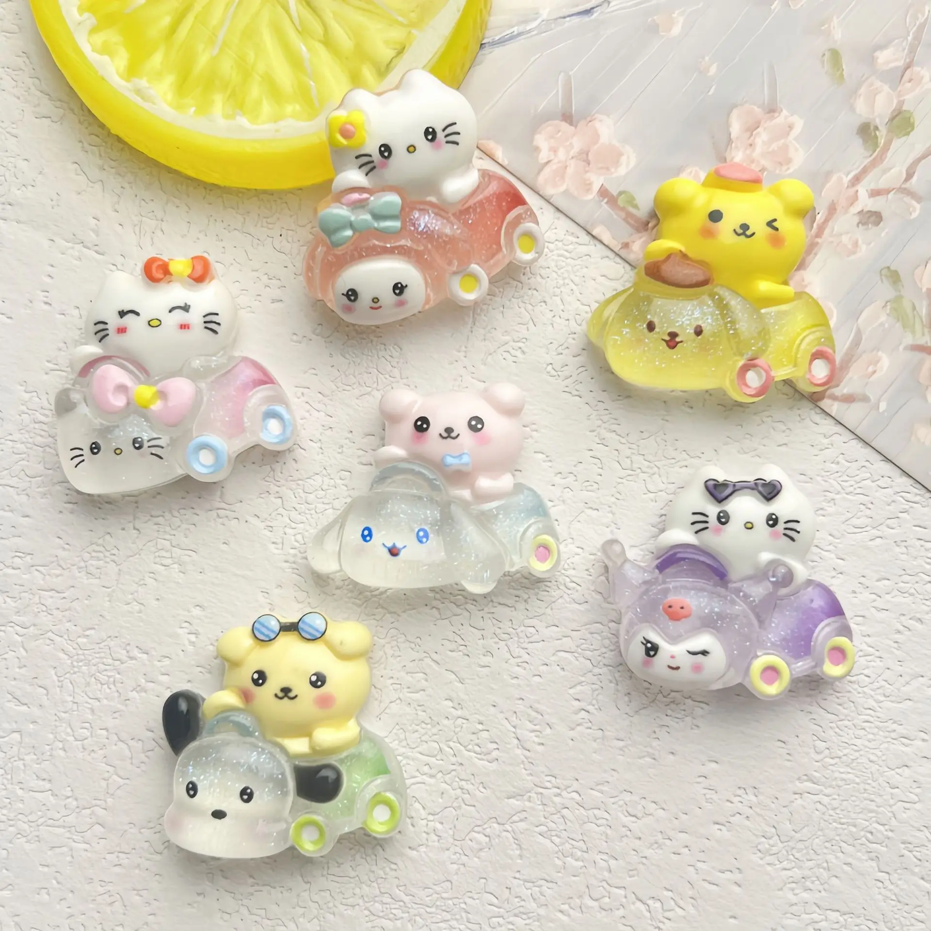 

5 шт., милые Мультяшные полимерные аксессуары sanrio с плоской задней стороной, Diy кавайные полимерные аксессуары, материалы для рукоделия, украшение для скрапбукинга