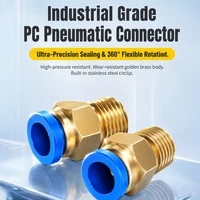 5PCS Quick Connect Air Fittings PC Series - 10mm Hose to 1/8" 1/4" 3/8" 1/2" Thread Pneumatic Push in Connector for Compressor 5