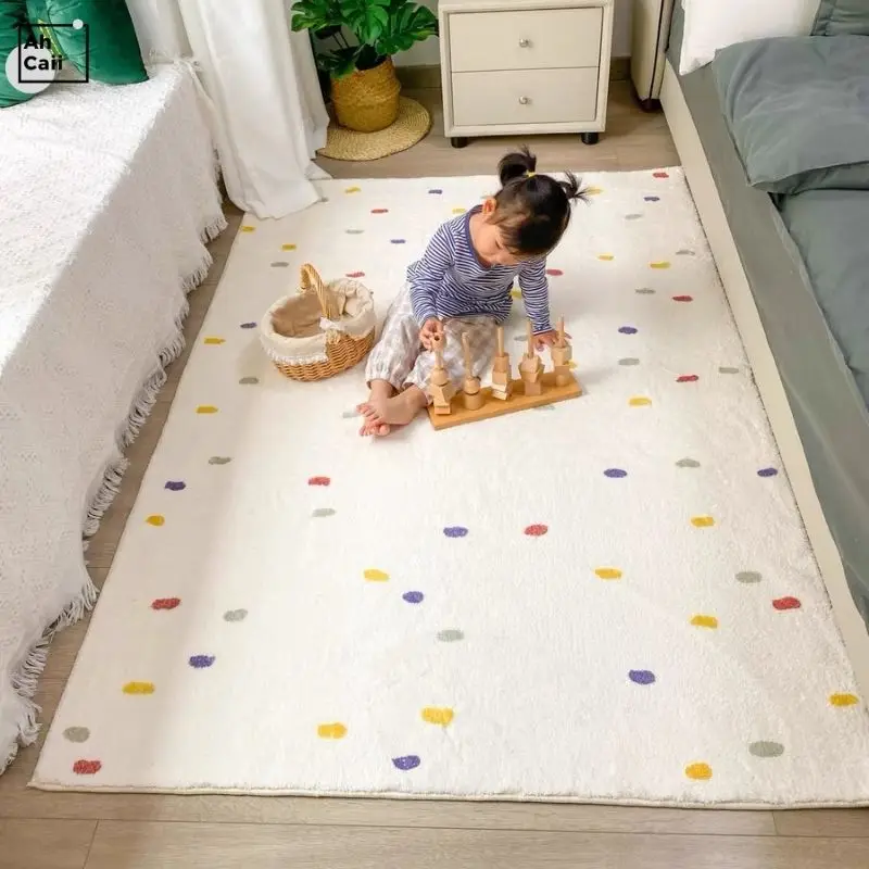 Children Furry Carpet Spotted Rug for living Room Modern Floor Mat Room Decor Bedroom Plush Mat 2