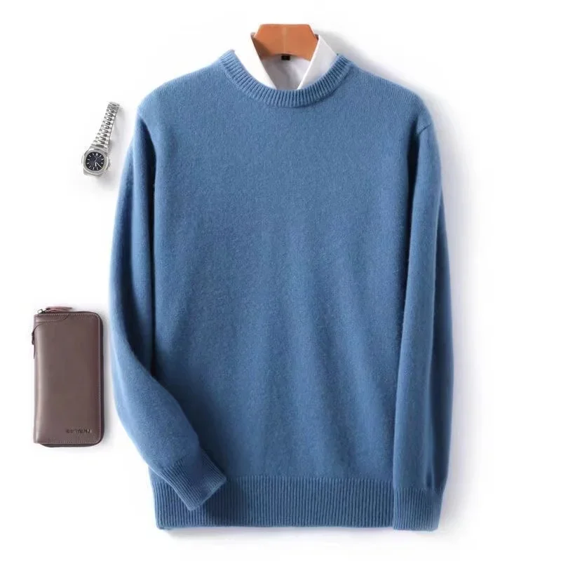 2024 Autumn/Winter New Men's Business Casual Round Neck Thin Knitted Pullover Sweater Warm and Fashionable High Quality Knitted 4