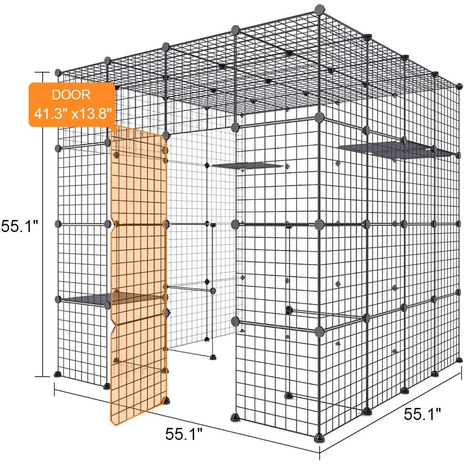 Large Cat Cage Enclosure Indoor DIY Cat Playpen Detachable Metal Wire Kennels Crate 2x3x4 Large Exercise Place Ideal for 1-3