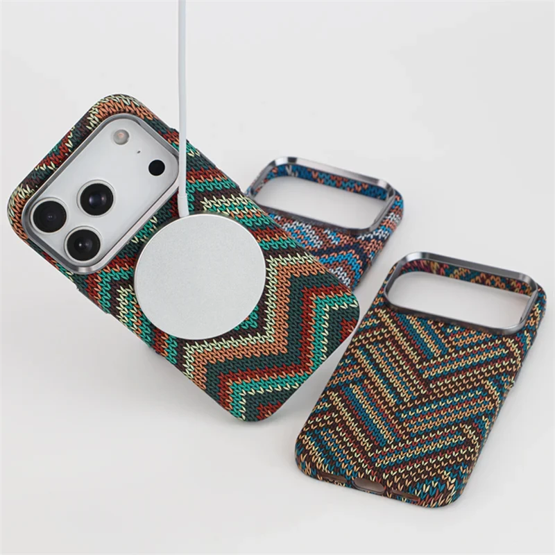 Sleek Carbon Fiber Texture Phone Case with Magsafe & Alloy Lens Cover