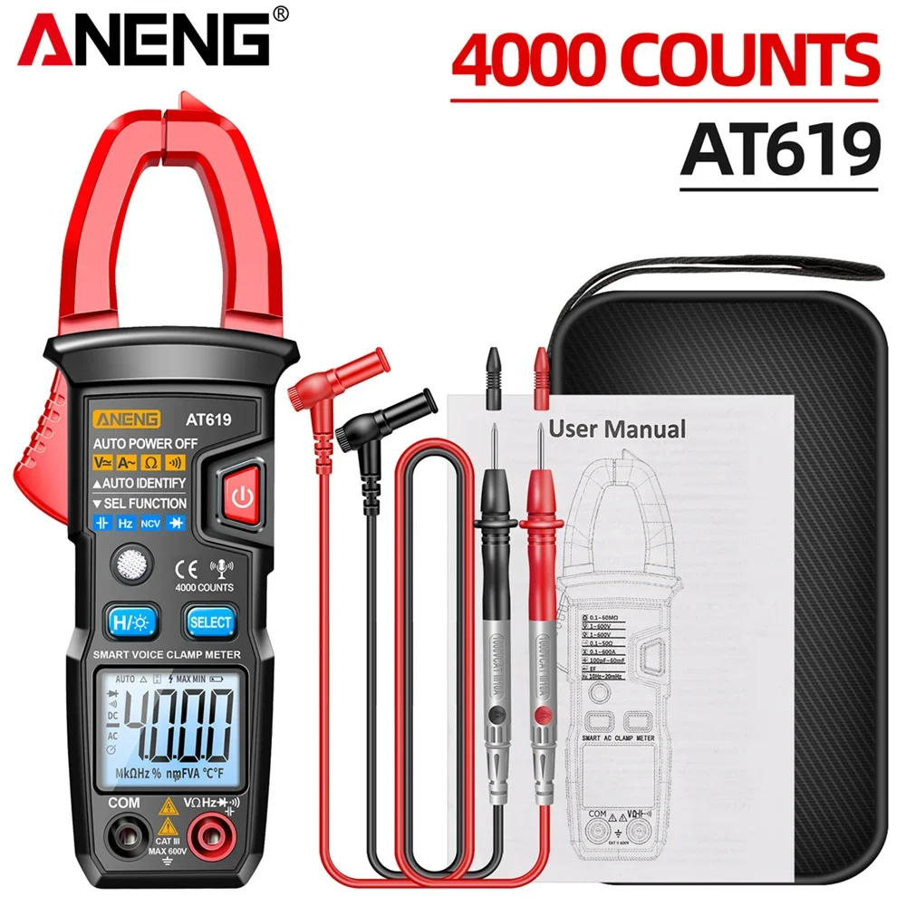 

ANENG AT619 Digital Voice Broadcast Multimeter Clamp Professional AC/DC Clamp Meter Ammeter Current Clamp Tester for Electrician