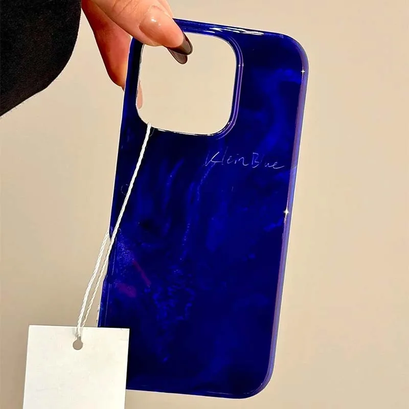 Whirlpool Pattern Blue Embossed Phone Case with Plush Ball Charm