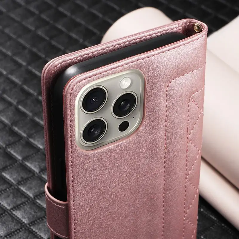 Coque de téléphone pour iPhone 16 15 14 13 12 11 Pro Max XR X XS Max 7 8 6 6S Plus Coque en cuir à rabat Portefeuille de luxe_voghion.com