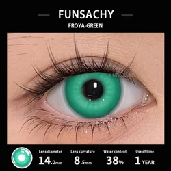 Vibrant Black and White Cosplay Contact Lenses - Colored Anime Eye Makeup for Halloween Accessories (FROYA - GREEN)