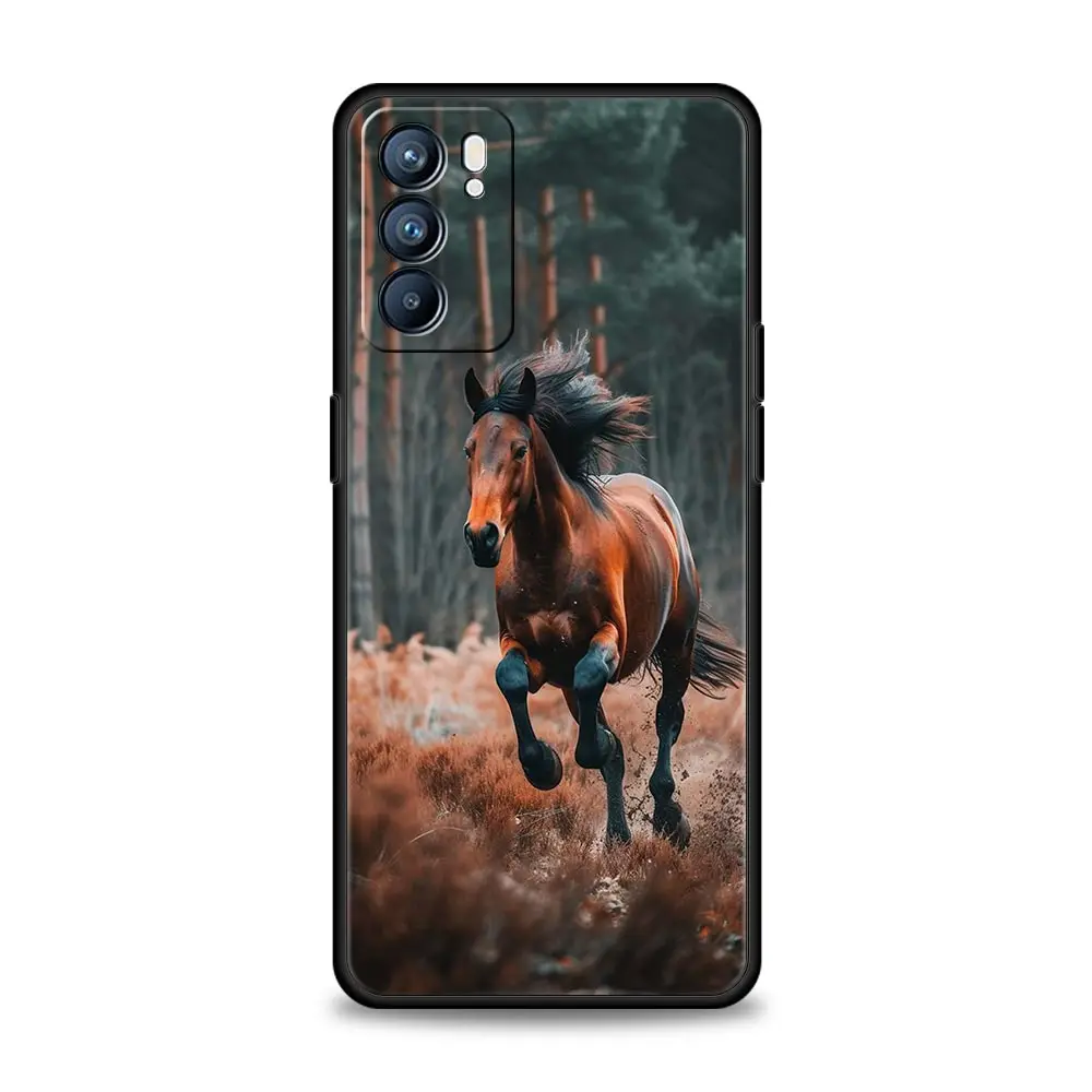 Galloping Horses Design Phone Case - Black and White Cover