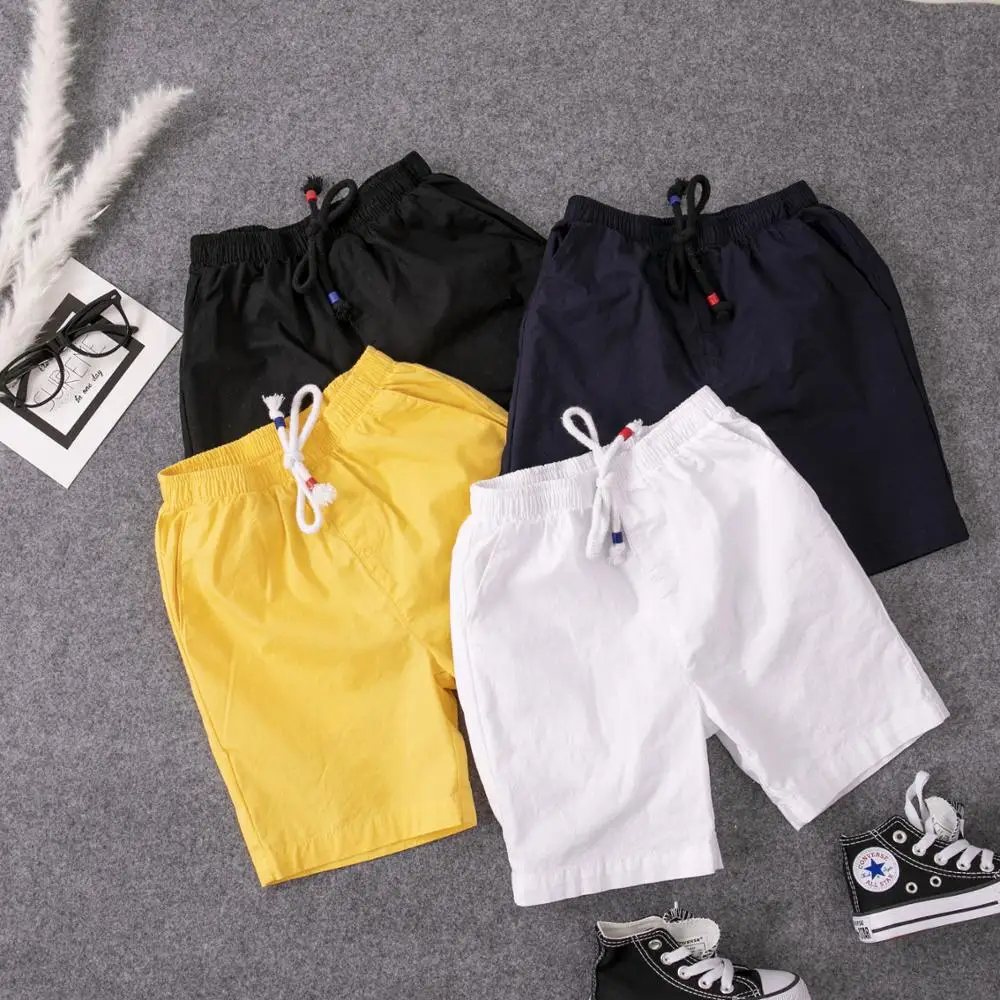 New Children Shorts for Boys Summer toddler baby elastic waist sports pant cotton teenage clothes white/yellow shorts with belts boys shorts