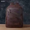 Leather Backpack Men's Backpack Top Layer Cowhide Computer Bag Large Capacity Hiking Bag Retro Travel Bag Fashion Schoolbag 1
