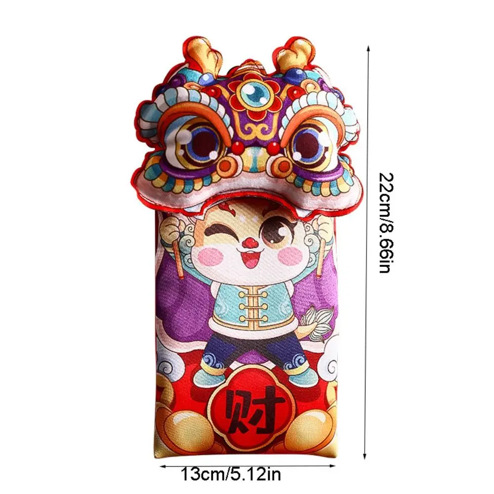 Plush Chinese Dragon Plush Coin Purse Cartoon Red Lucky Wallet Shoulder Pouch Chinese Dragon New Year Coin Purse