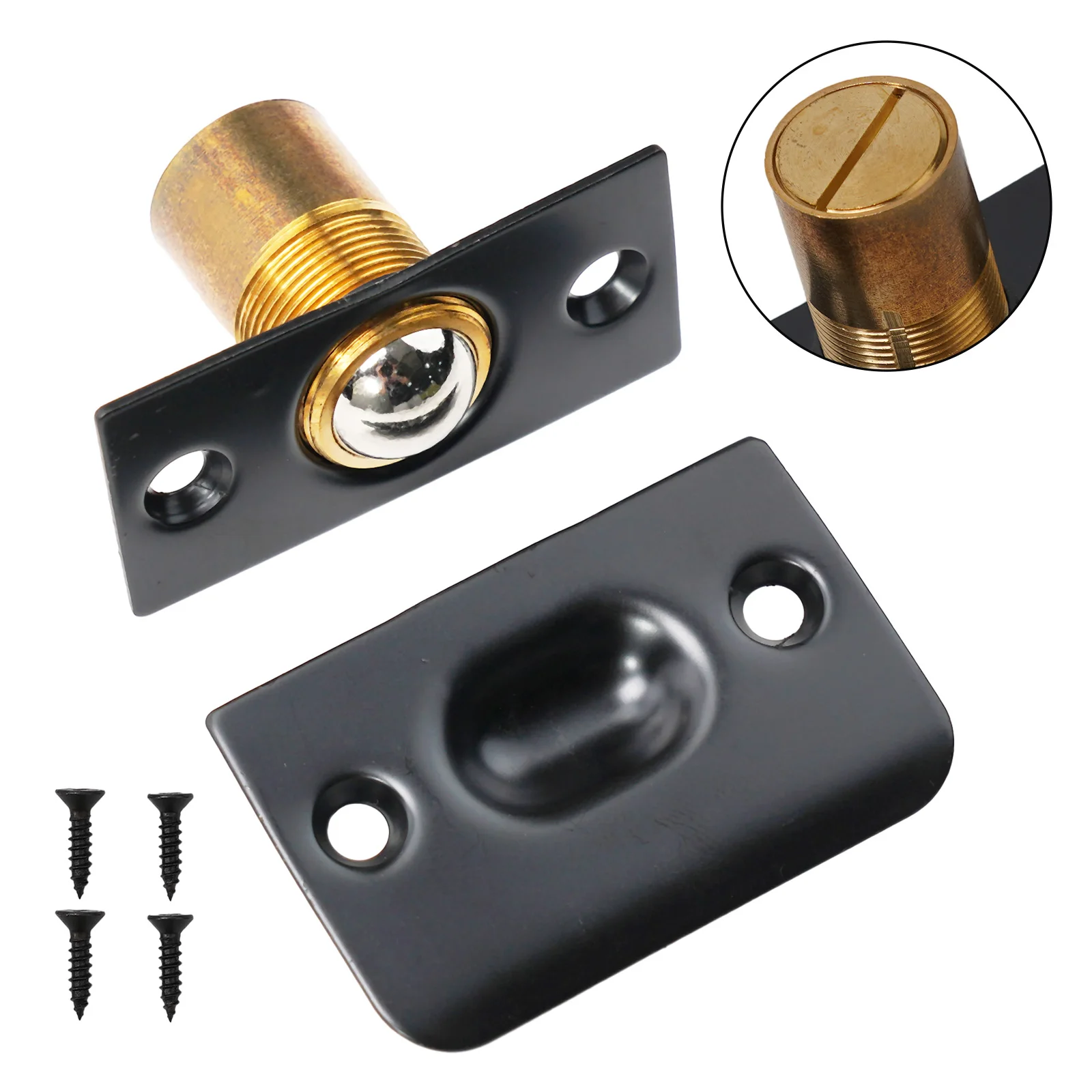 

Latch Door Catch Parts Adjustable Door Replacement Roller Ball Spring Catch Lock With 4x Screws Fittings Internal