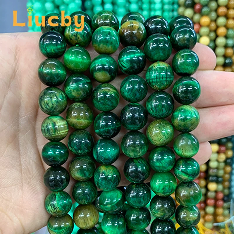 

Natural Green mixed color tiger stone Round Spacer Bead for Jewelry Making DIY Bracelet Accessories 15" Wholesale 6/8/10/12/14MM