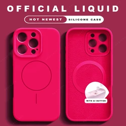 Premium Matte Liquid Silicone Magnetic Phone Case with Magsafe Charging Protection - Soft and Durable Cover - iPhone 14 Pro (Rose)